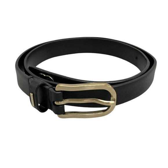 Auth CHANEL - Black Leather Belt Gold hardware - Picture 1 of 13